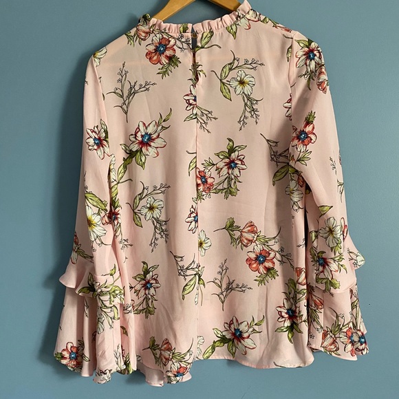 NY Collection Floral Ruffle Blouse - Pink - Picture 4 of 4